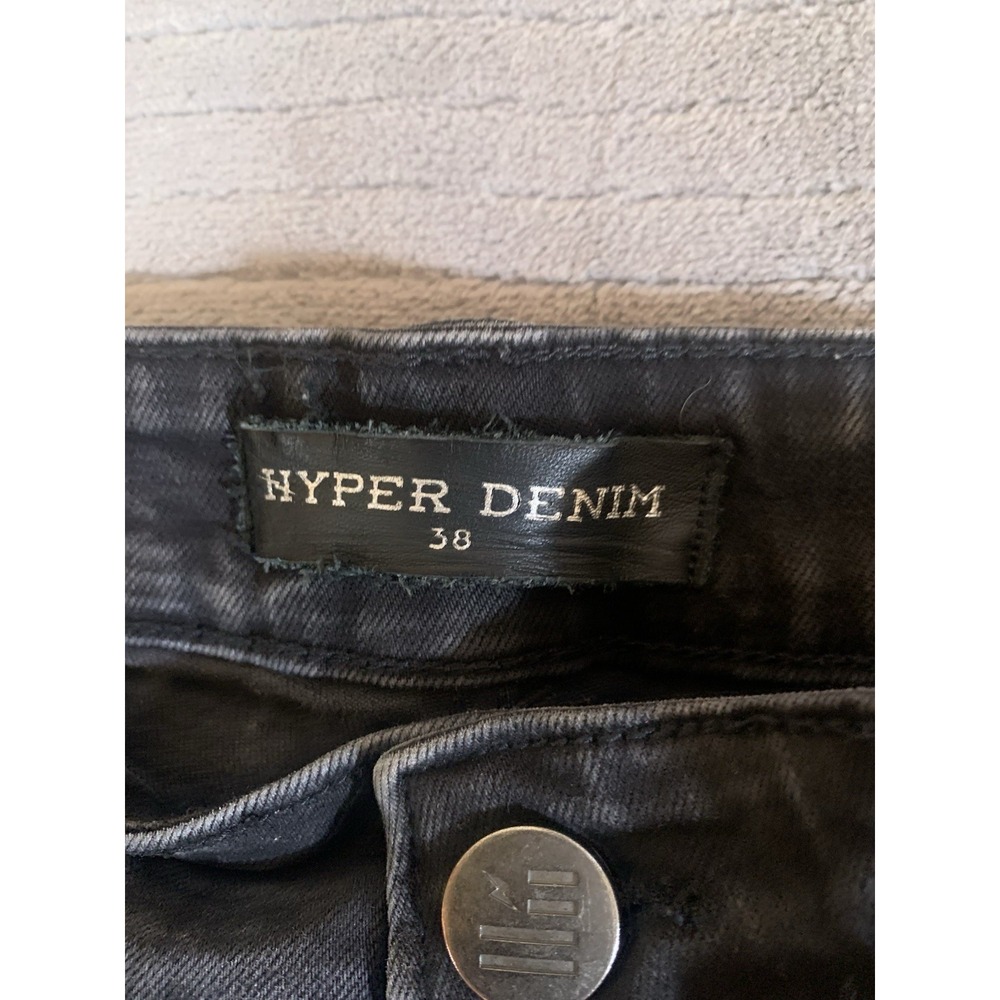 Hyper Denim Men's 38x33 Black Biker Stretch Denim Jeans Slimming - Picture 3 of 15